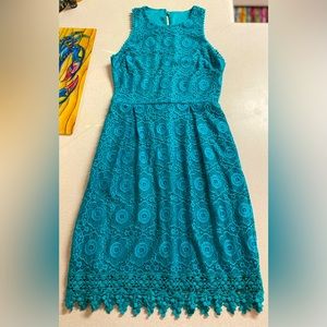 B. Darlin Teal Lace Embroidered Dress